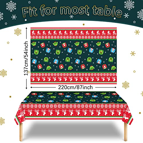 3 Pack Christmas Ugly Sweater Tablecloths - Plastic Disposable Holiday Decor
