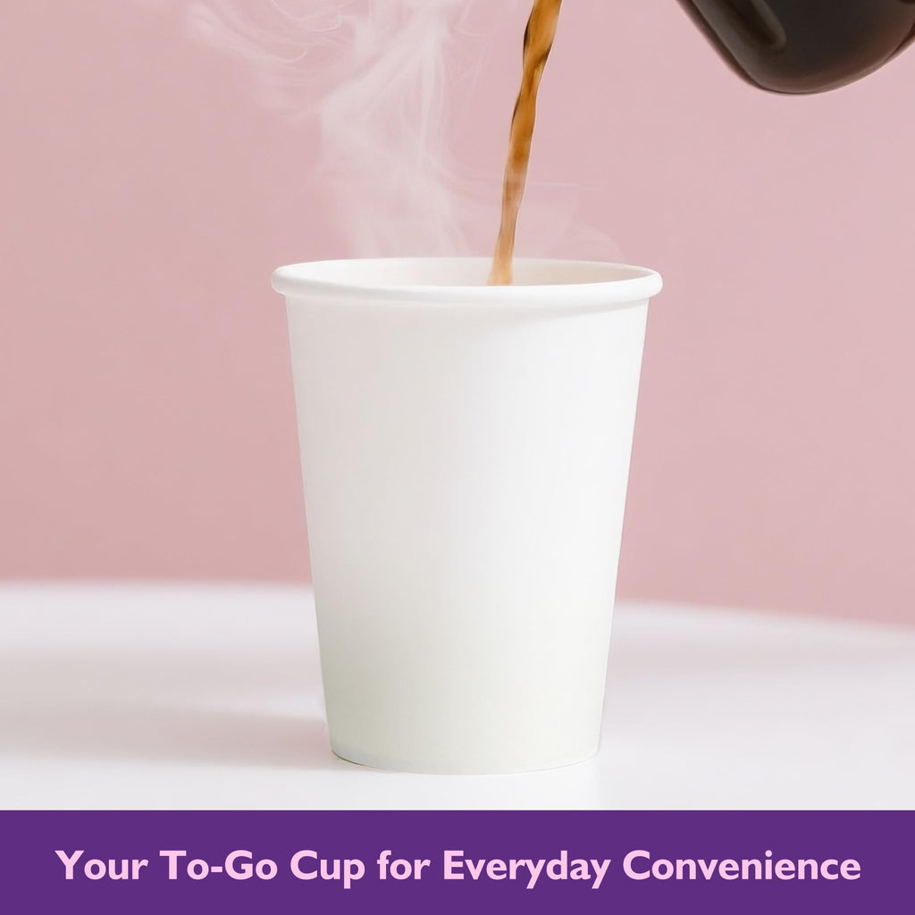 PACKINNO 8 oz White Paper Coffee Cups, Disposable Hot Cups for Coffee, Tea, Cocoa, Water, 400 Pack