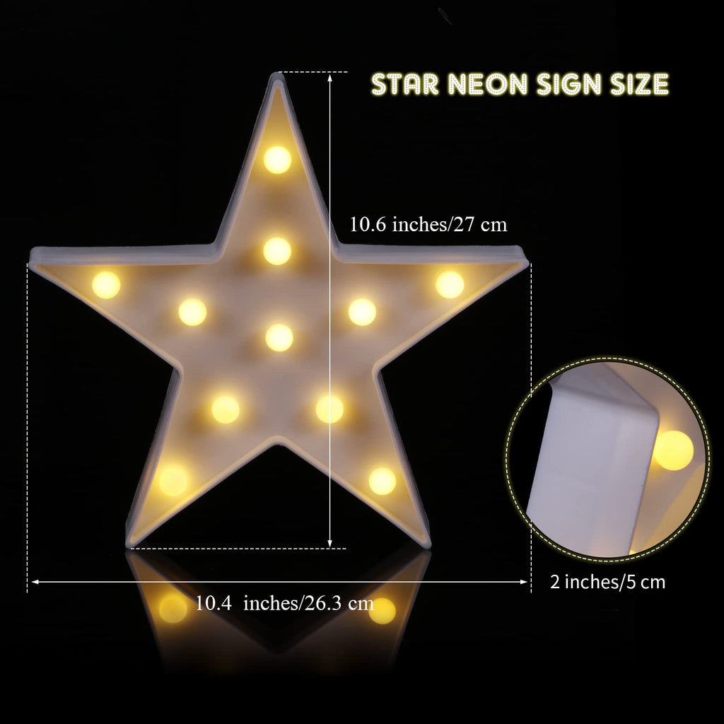 Tarpop 4 Pcs Star Plastic Night Light Battery Operated LED Marquee Star Sign Party Movie Theater Decor Room Wall Lamp for Kids Baby Child Girl Gifts, Birthday Party Christmas Home Bar(White)