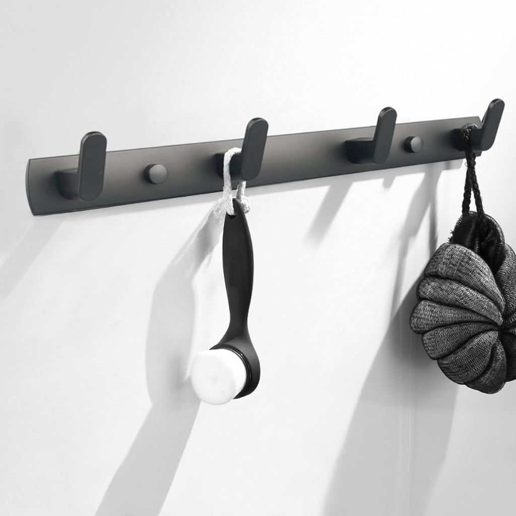 ULIBERMAGNET Heavy-Duty Magnetic Hooks - Strong Rubber Hangers for Coats, Towels & Bags | Matte Black (4 Hooks)