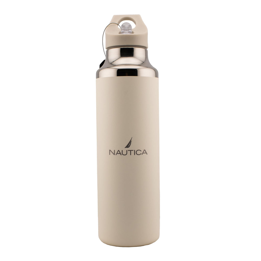 Nautica Insulated 21oz Sleek Stainless Steel Water Bottle with Flip Lid Straw, Leakproof, BPA-Free, Wide Mouth, Keeps Drinks Hot or Cold, Sports Bottle Ideal for Gym, Hiking and Travel (TAUPE)