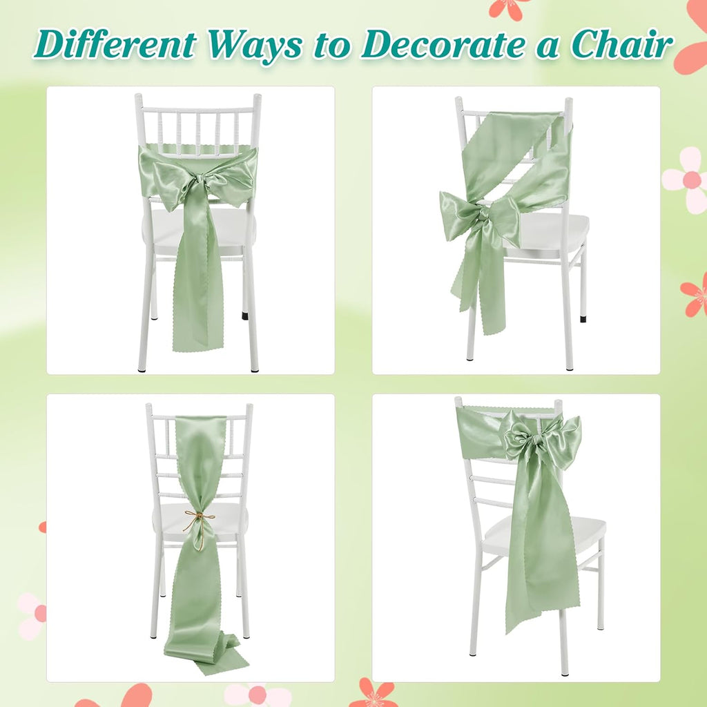 Skiennix Black Satin Chair Sashes - Upgraded 7" x 108" Bows for Weddings & Events | 50 Pack