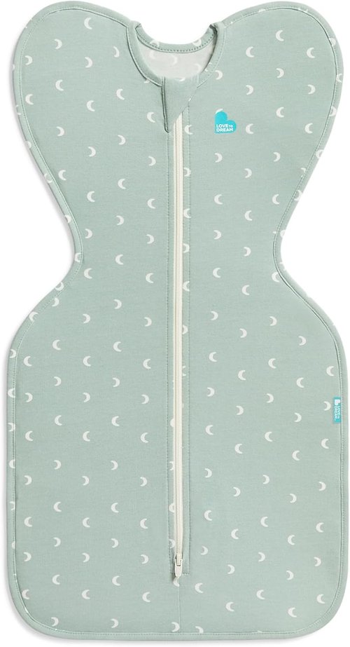 Love to Dream Swaddle Up Original - Ultra Breathable Cotton Wearable Blanket, 1.0 TOG, Medium 13-19lbs, Moon Olive