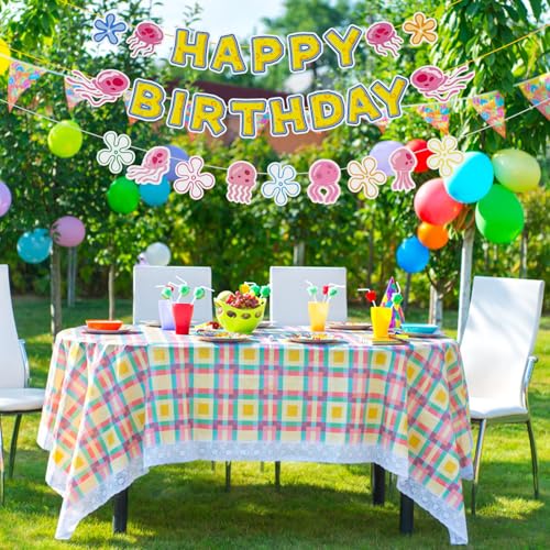 Underwater Theme Happy Birthday Banner for Kids - Yellow Cartoon Decor