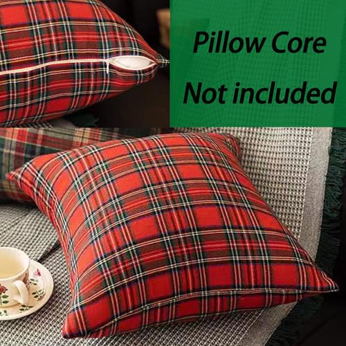 Pack of 2 Plaid Throw Pillow Covers - 17" Decorative Cushion Case