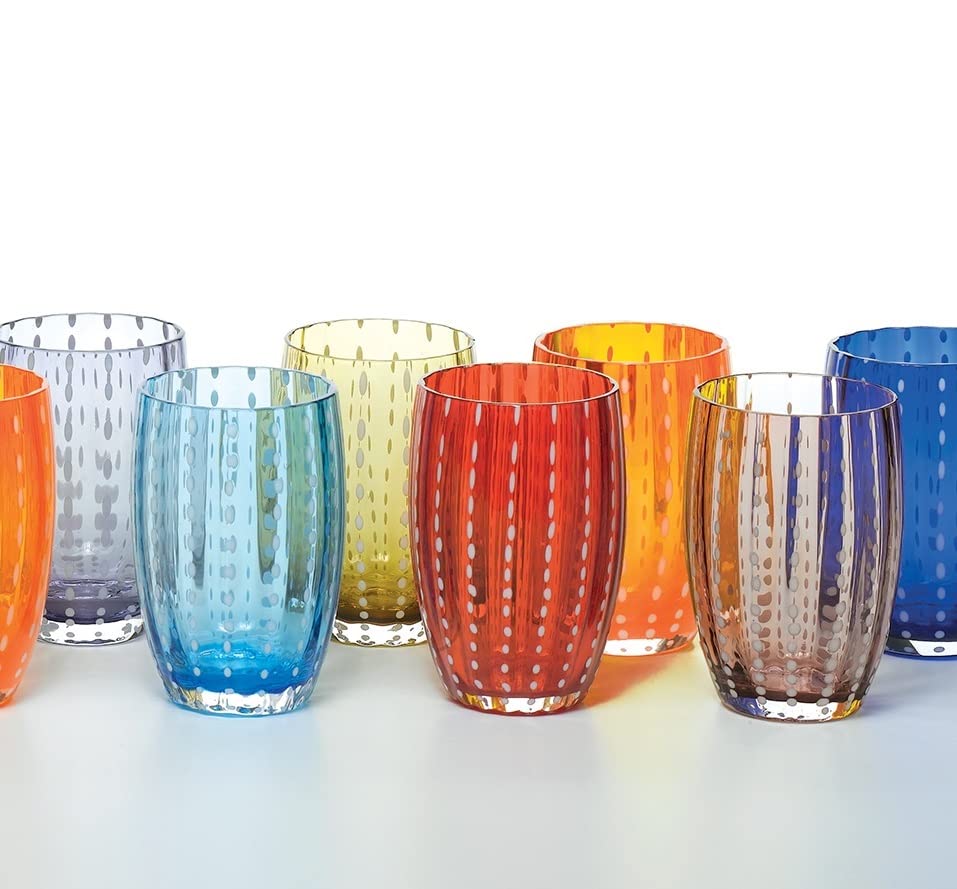 Zafferano Perle Glass Tumbler Transparent 11oz (Set of 2)