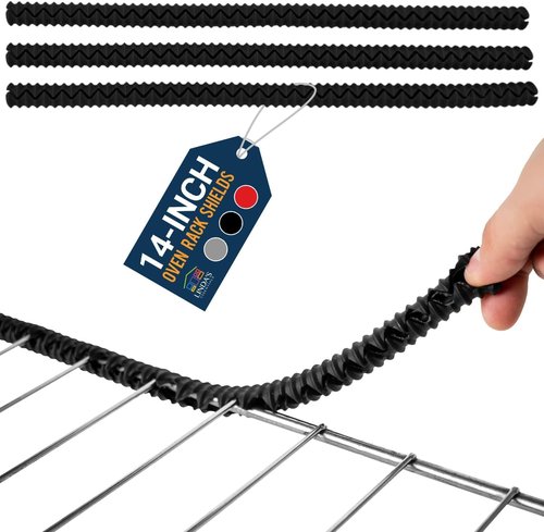 Linda’s Essentials Silicone Oven Guards - Heat-Resistant Rack Protectors, 14-Inch Black (3 Pack)