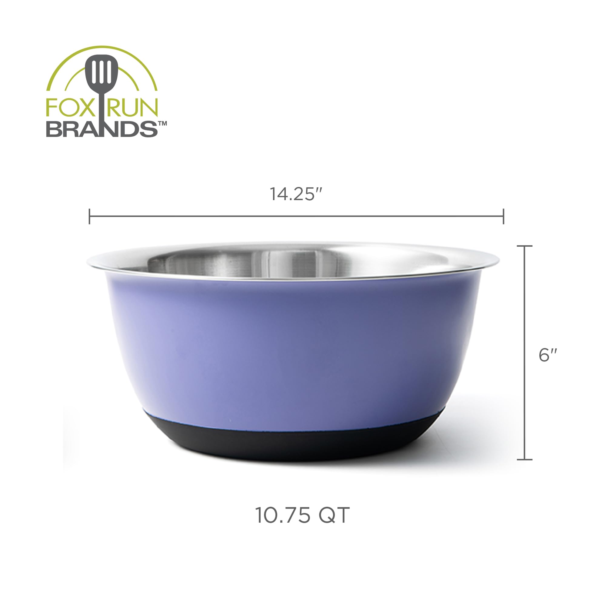 Fox Run Stainless Steel Mixing Bowl, Purple, 10.75 Quart