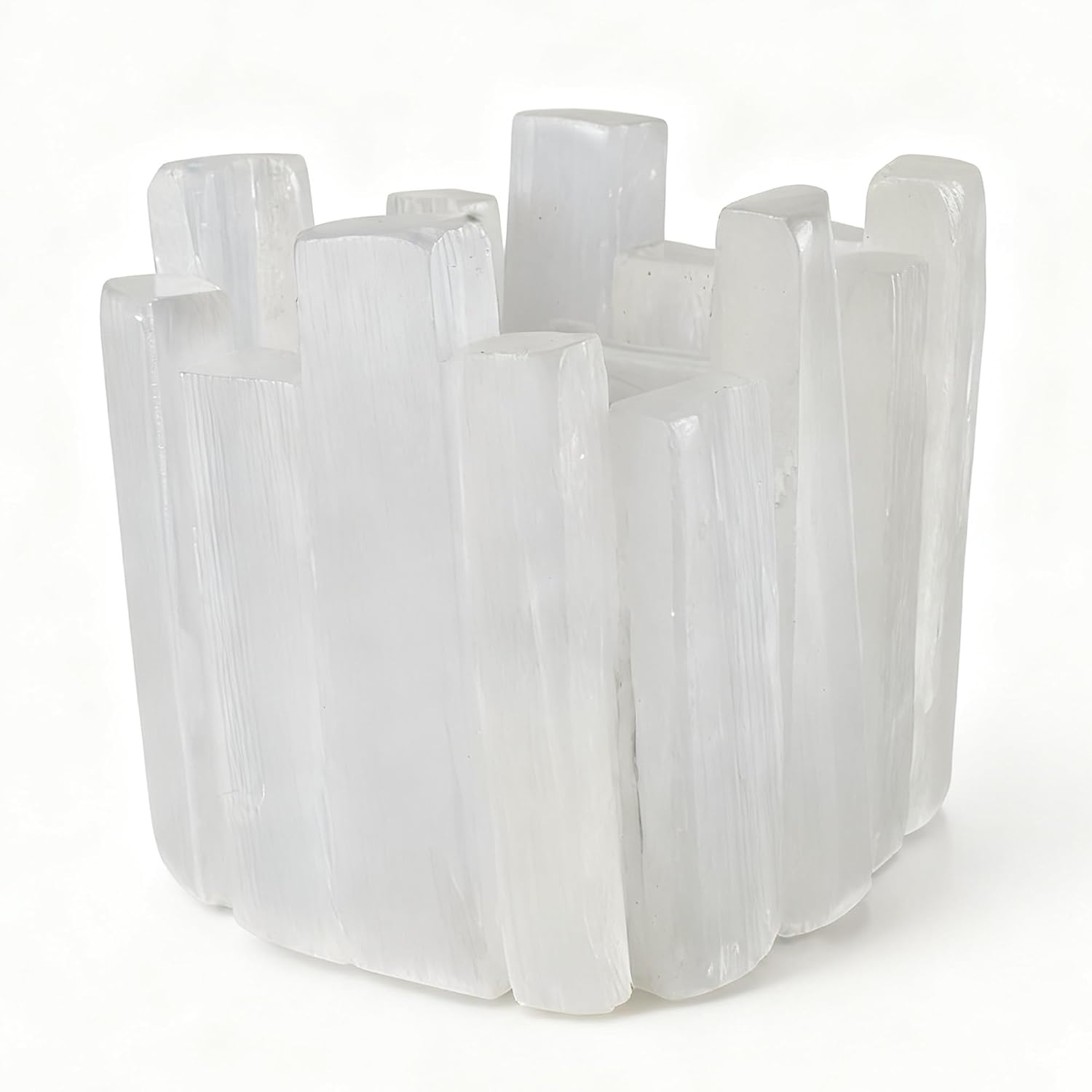 Selenite Tea Light Holder - Natural Crystal Candle Holder for Home Decor & Meditation | Square Irregular Cup