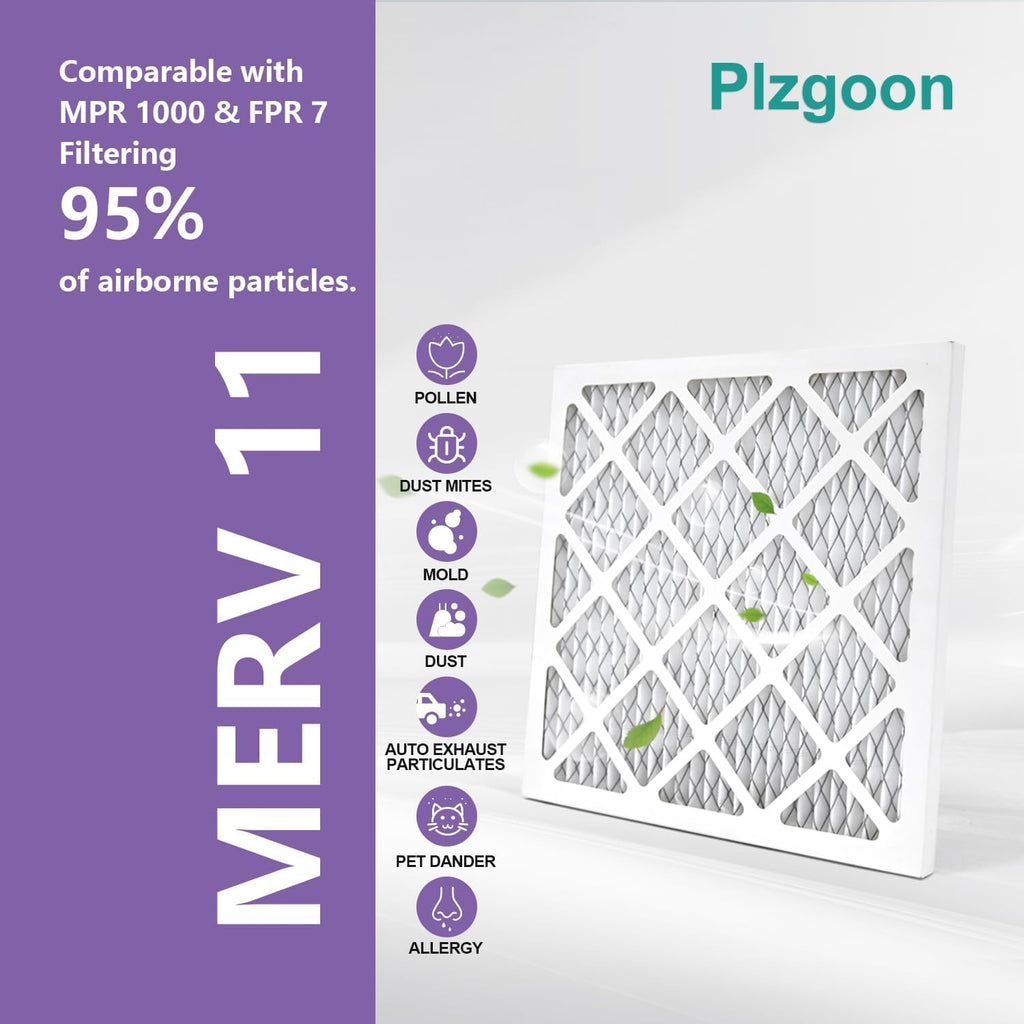 MERV 11 14x14x1 Air Filter - 6 Pack Pleated HVAC Filters for A/C & Furnace Systems | MPR 1000