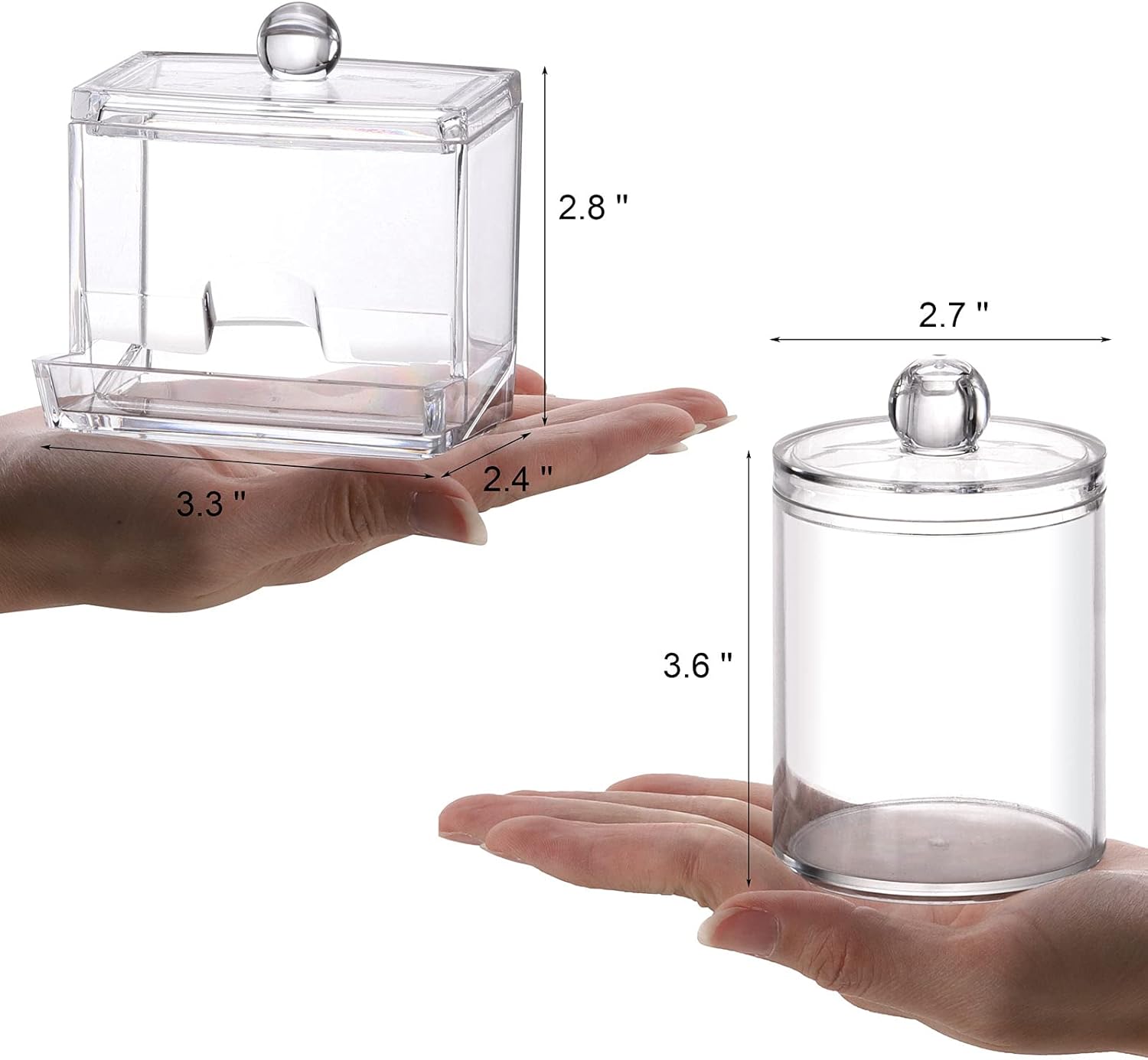 Tbestmax Cotton Ball & Swab Dispenser - 3-Piece Apothecary Jar Organizer for Bathroom Storage