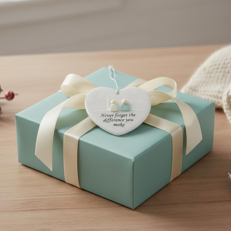 Friend Ornament - Double-Sided 3.5" Acrylic Heart with Never Forget the Difference You Make Quote