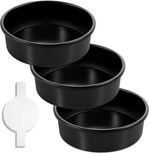 AIVIKI Nonstick 8-Inch Round Cake Pan Set - 3 Carbon Steel Baking Tins with 100 Parchment Papers
