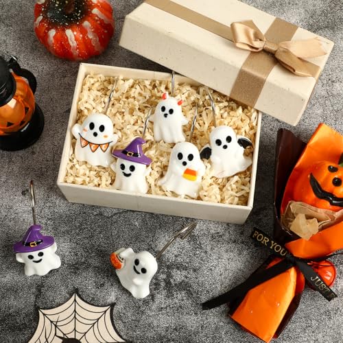 BOARDFEB Halloween Shower Curtain Hooks, White Ghost Set - 12 Pcs