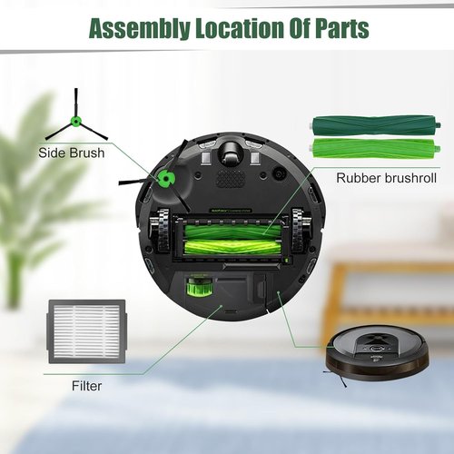 Replacement Parts for iRobot Roomba i1+/i2+/i3+/i4+/i5+/i6+/i7+/i8+/j5+/j6+/j7+/j8+/e5/e6/e7, i & j & e Series Vacuum Cleaners 1 Set Brush Roller | 4 Side Brushes |4 Filters (Not for Combo j7+ j9+)