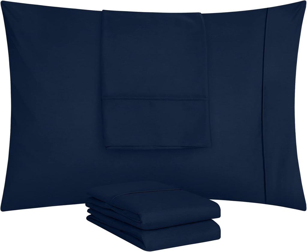 Utopia Bedding King Pillow Cases - Soft Brushed Microfiber - 4 Pack, Navy | 20 x 40 Inches, Fade Resistant
