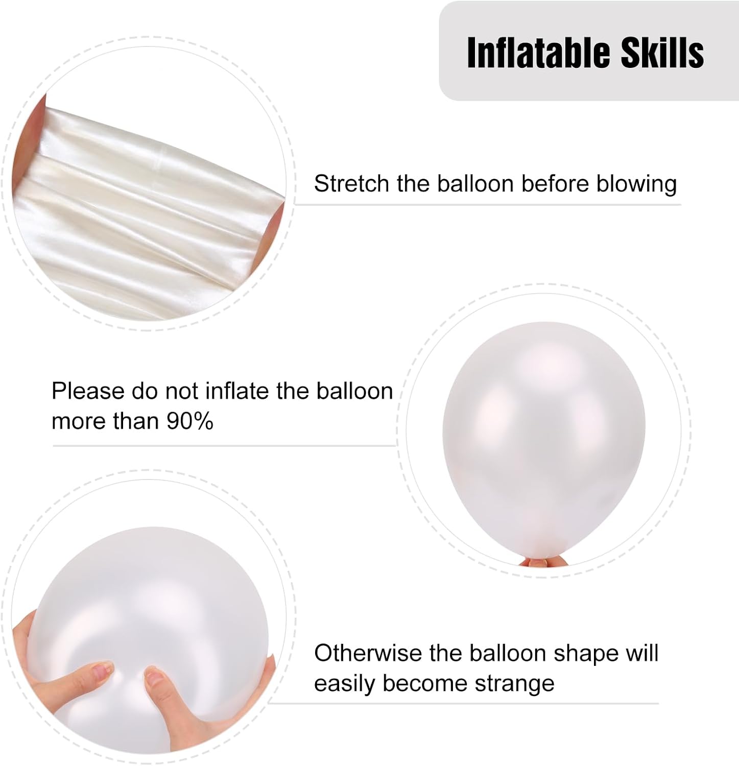 RUBFAC Pearl White Balloon Garland Kit - 154pcs Latex Balloons in 5-18 Inch Sizes for Weddings & Parties