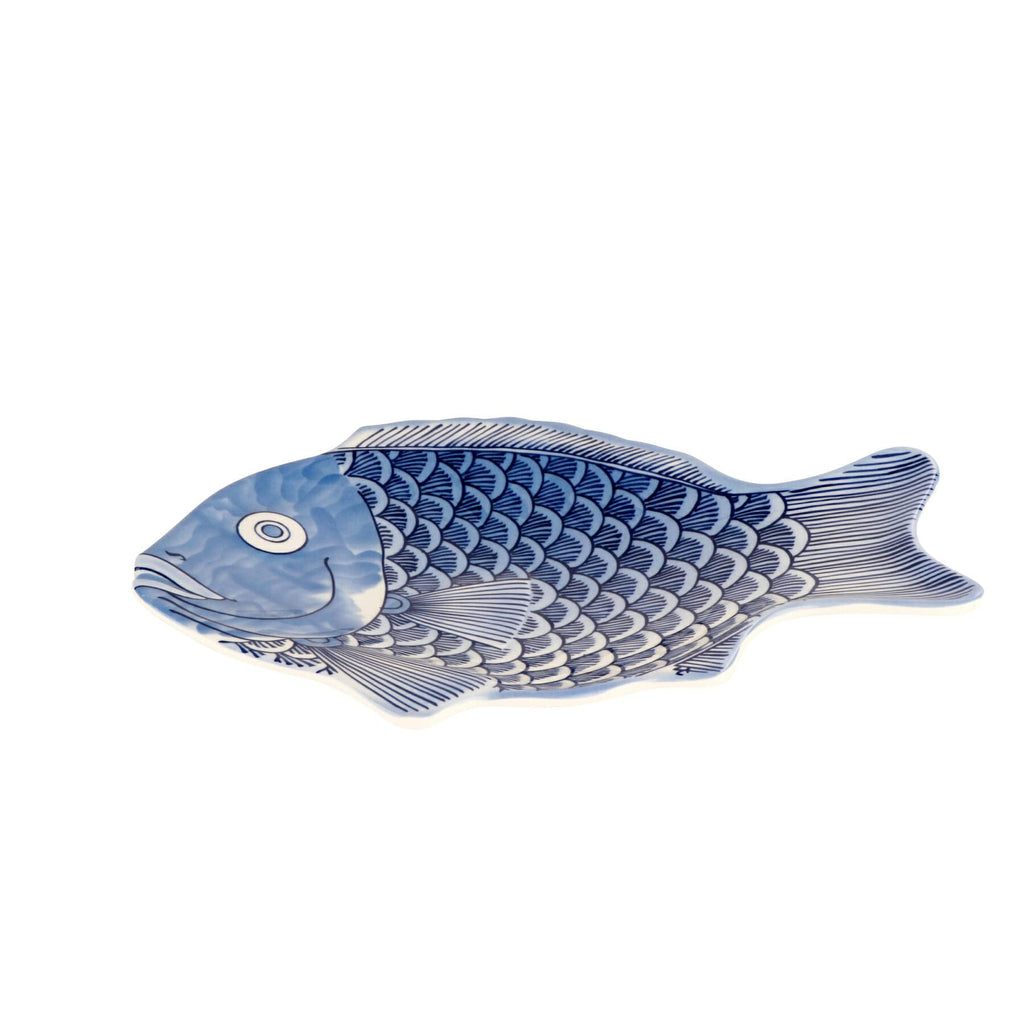 G.E.T. 370-10-BL Blue 10 Fish Shape Serving Platter, Break Resistant Dishwasher Safe Melamine Plastic, Creative Table Collection (Pack of 12)