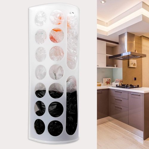 Lunies Plastic Bag Holder - Large Capacity Grocery Bag Dispenser | Wall Mount Kitchen Organizer (White)