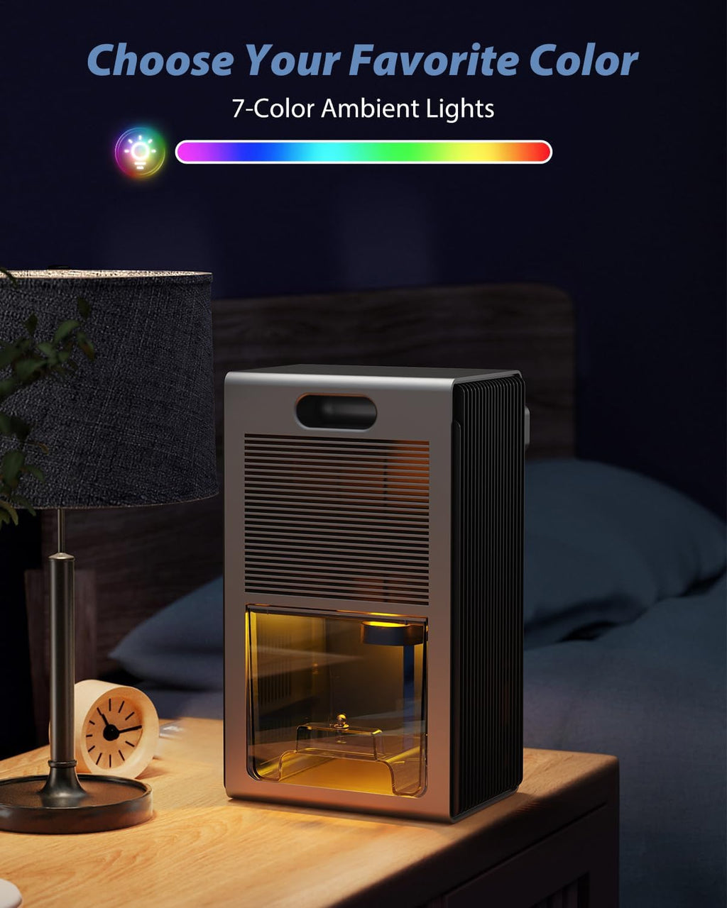 **Dehumidifier | 95 OZ Quiet Home Dehumidifier for Up to 800 Sq.Ft - Auto Shut Off, 7 LED Colors**