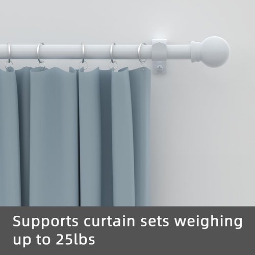 GXOACKJ Heavy-Duty Metal Curtain Rod Set - 2 Pack White, 66 to 120 Inch with Brackets
