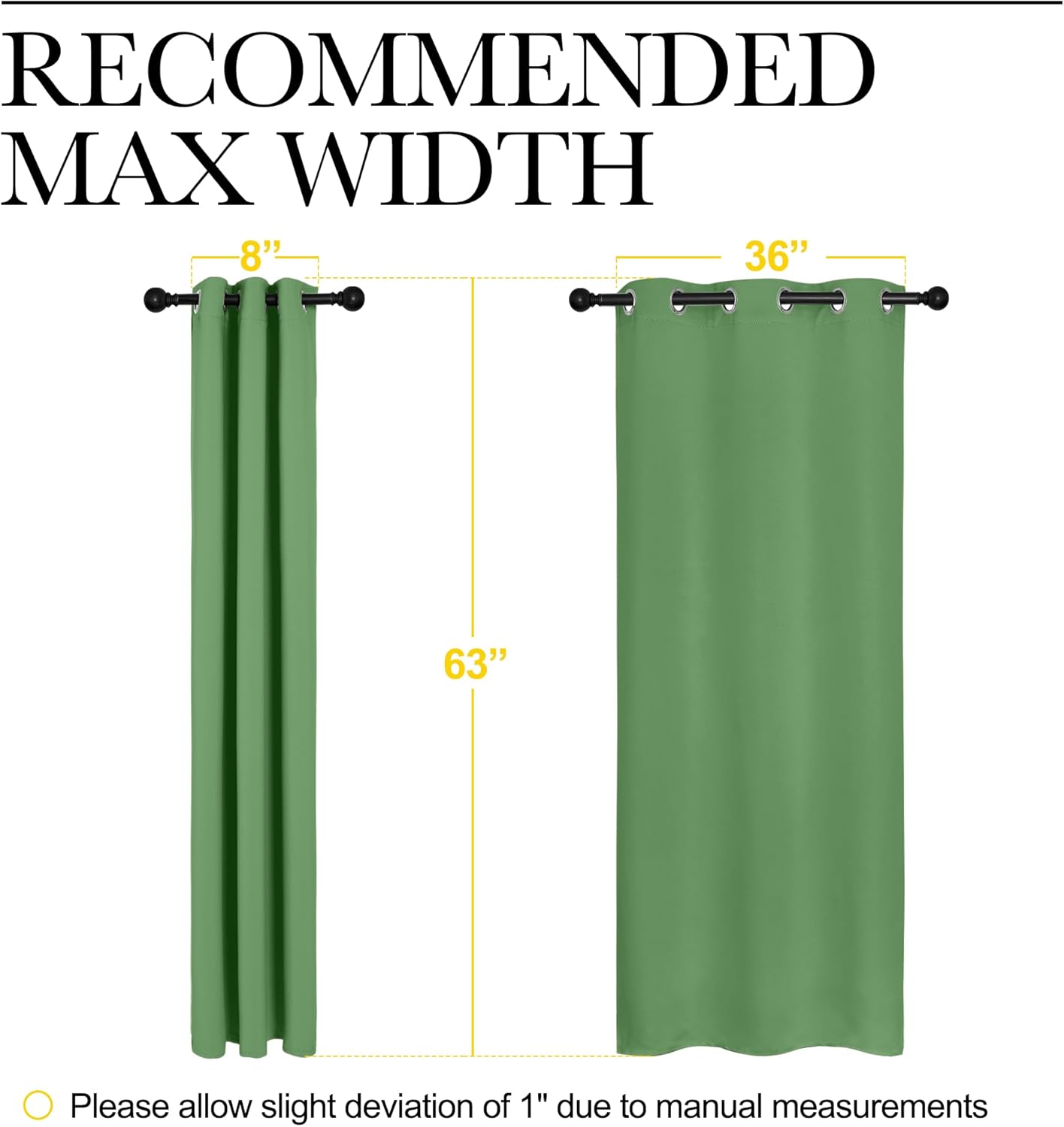 NICETOWN Room Darkening Curtains - 63" Long Thermal Insulated Blackout Drapes | Forest Green, Set of 2