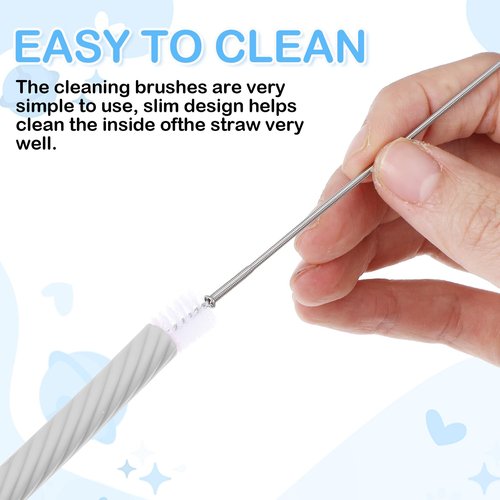 Ymapinc 4Set Reusable Straws Silicone with Case,Portable Travel Straws for Party Travel Cold or Hot with 4 Cleaning Brushes 4 Case(Green,Blue,Deep Blue,Gray）