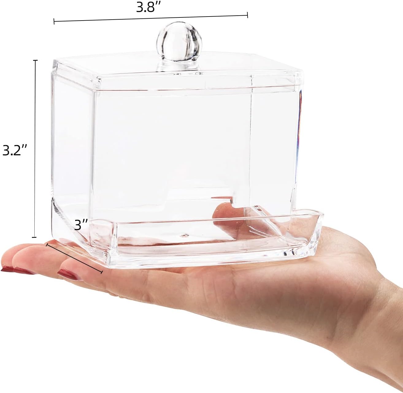 Tbestmax Qtip Holder Dispenser - Clear 10oz Bathroom Organizer for Cotton Swabs & Accessories