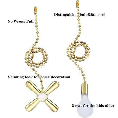 Ceiling Fan Zipper Kit - 2PCS Ceiling Fan Zipper Extenders with Connectors, 13.6 inches Approximately 34.9 cm, Suitable for Ceiling Fans or Lamps (golden)