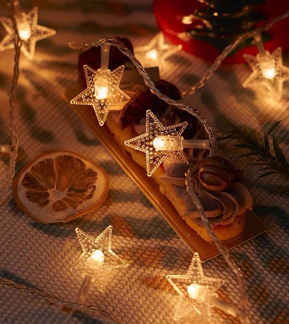 WFGGEH Star String Lights - 10ft 20 LED Warm White Fairy Lights for Party, Wedding & Home Decor