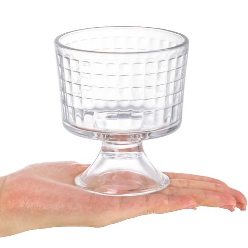 Peohud 6 Pack Glass Dessert Bowls, 10 Oz Footed Ice Cream Cups, Crystal Trifle Bowl Parfait Cup for Fruits, Pudding, Sundaes, Milkshakes, Nuts, Snack