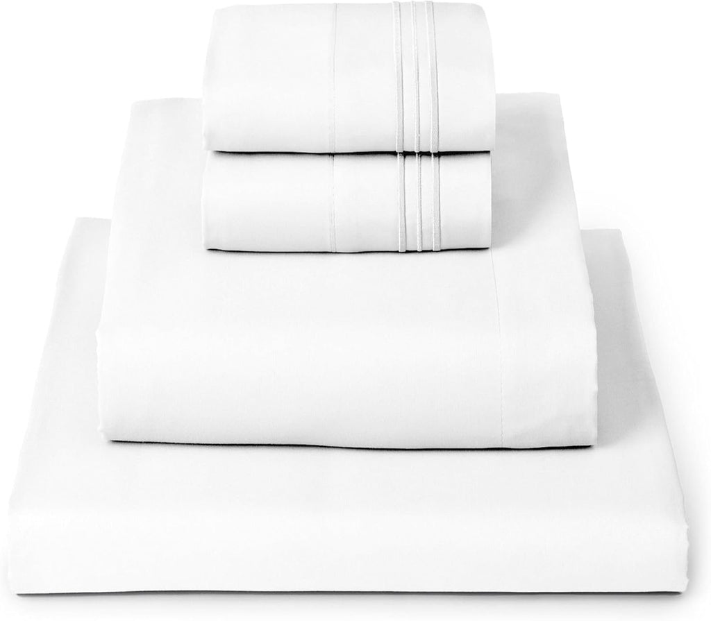 Mellanni California King Sheets Set - 4 PC Hotel Luxury Bedding | Extra Soft, Cooling, Wrinkle-Resistant (White)