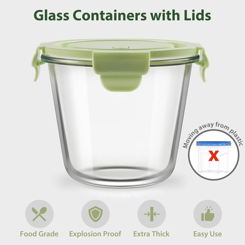 Freshmage Glass Meal Prep Containers - Airtight 23oz BPA-Free Storage Set | Heat-Resistant, 4-Pack