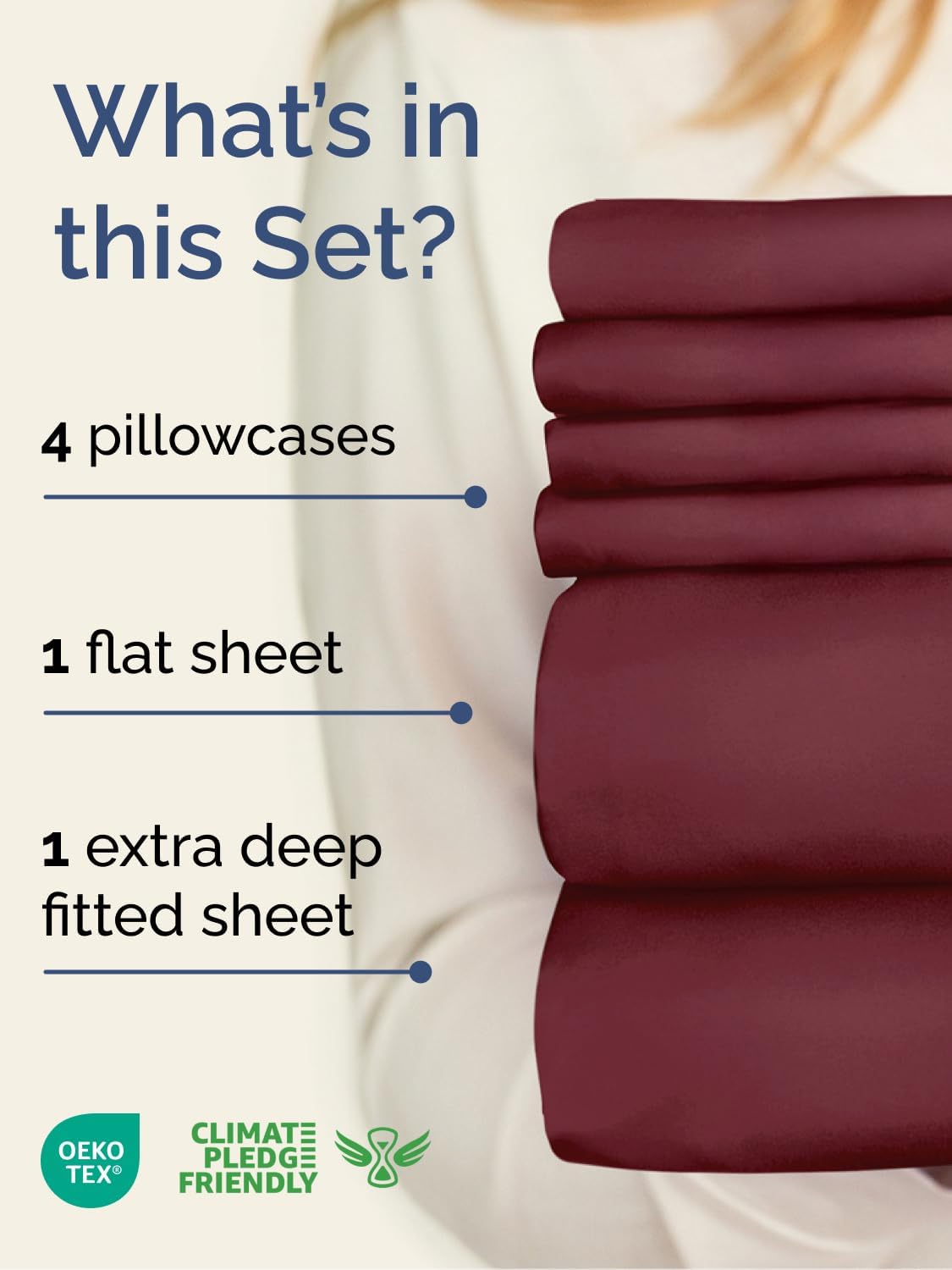 Skiennix Extra Deep Full Sheet Set | 6-Piece Breathable Cooling Bedding - Soft, Wrinkle-Free - Burgundy
