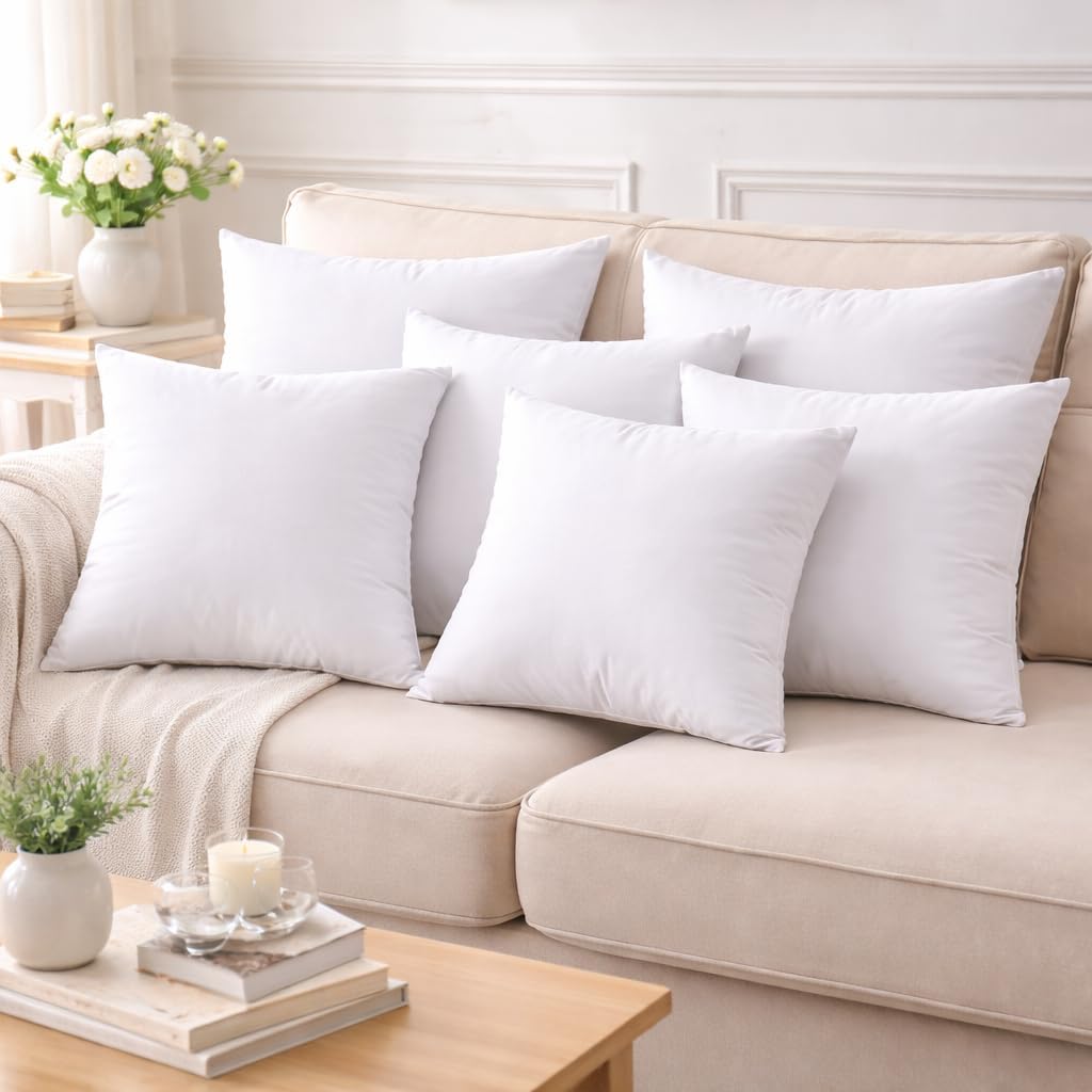 Skiennix Premium 18 x 18 Throw Pillow Inserts - Set of 4 Hypoallergenic Decorative Cushions for Sofa, Couch, Bed