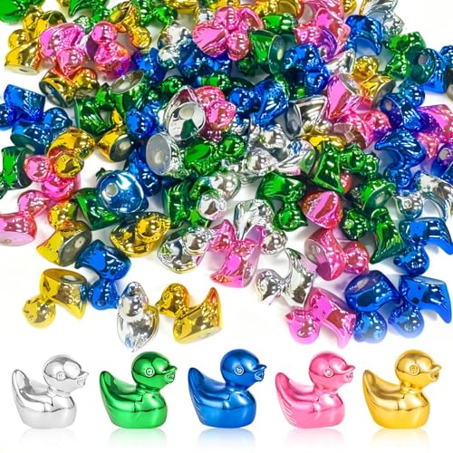 100 Mini Resin Ducks - Vibrant Electroplated Figurines for Decor