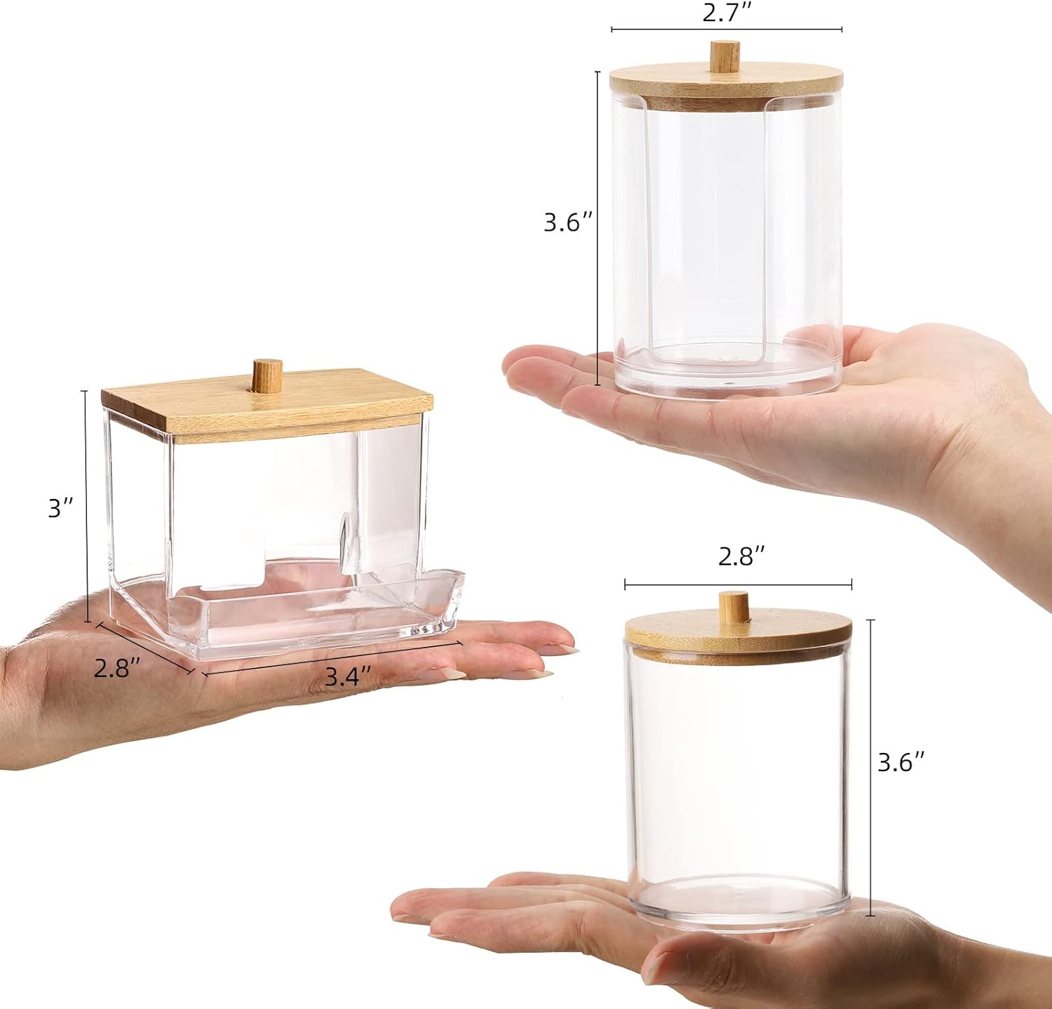 Tbestmax Bathroom Organizer Set | 3-Piece Bamboo Lid Storage for Q-Tips & Cotton Balls - 10 Oz Jars