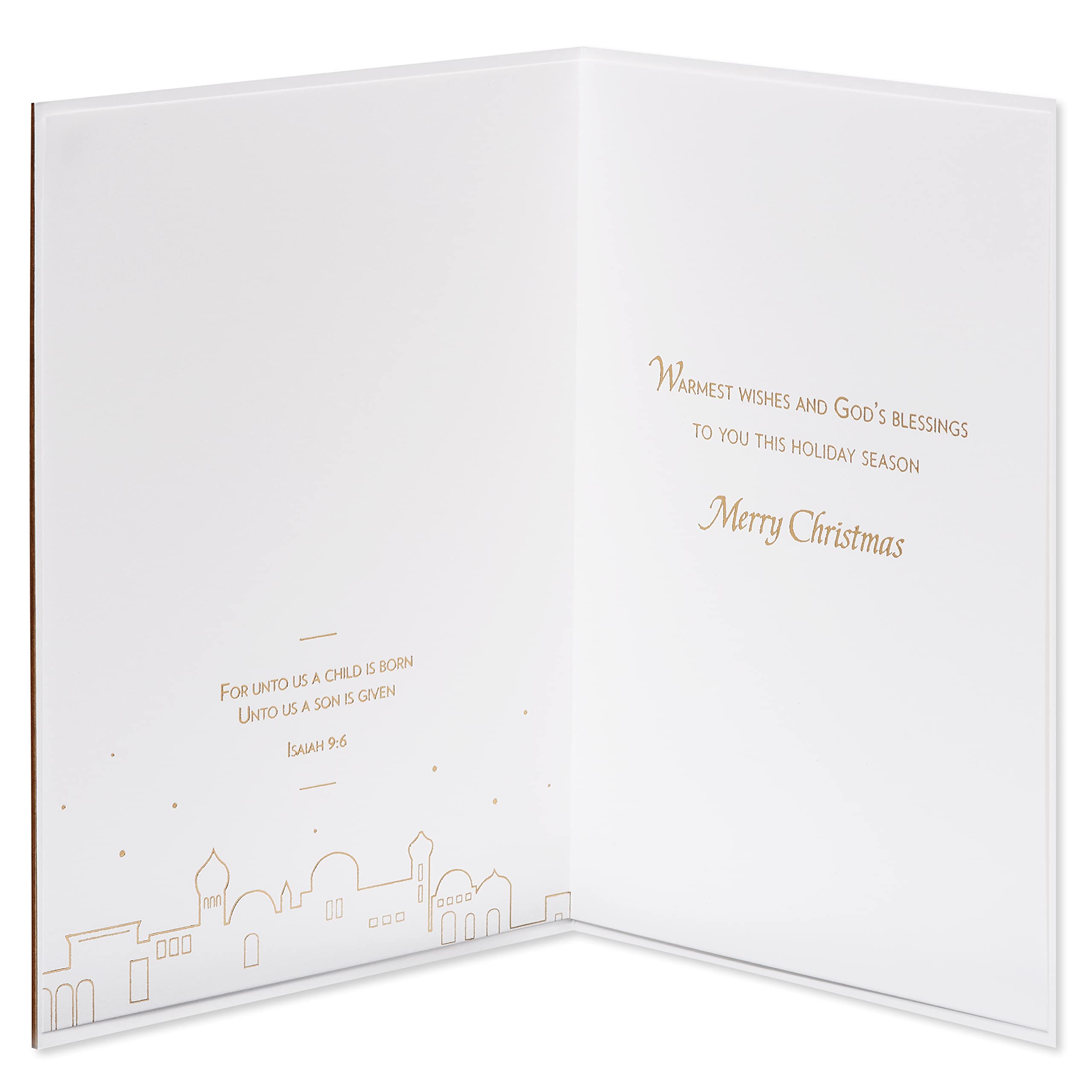 Papyrus Religious Christmas Card with Wooden Manger Nativity Scene (A Child is Born)