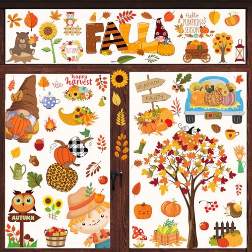 Autumn Window Clings - 83 PCS Double-Sided Fall Stickers