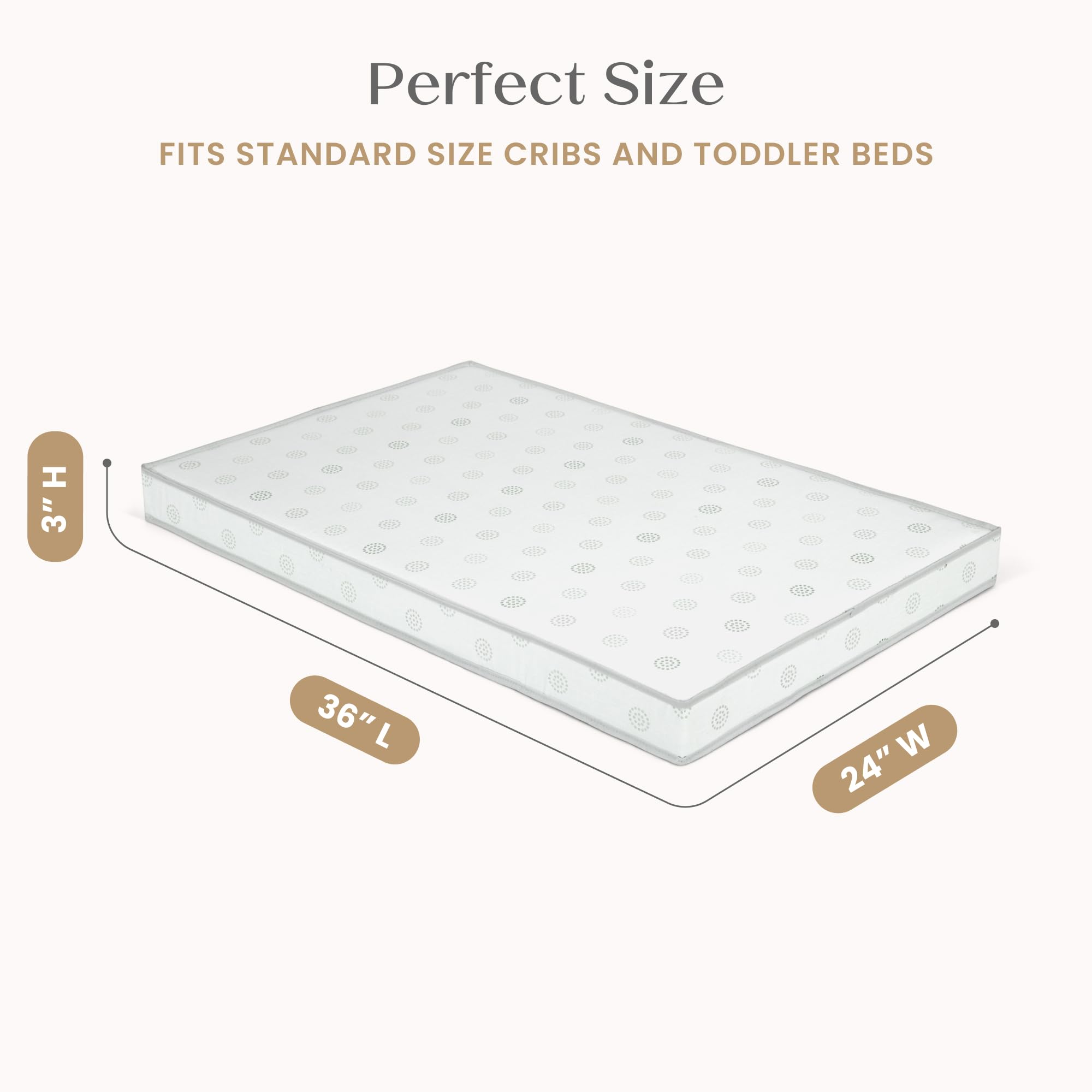 Twinkle Galaxy 3-inch Mini/Portable Crib Mattress - Sustainably Sourced Fiber Core - Waterproof - GREENGUARD Gold Certified (Non-Toxic) - Trusted 10 Year Warranty