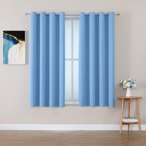ChrisDowa Grommet Blackout Curtains - Thermal Insulated Room Darkening Panels, Sky Blue, 52W x 54L
