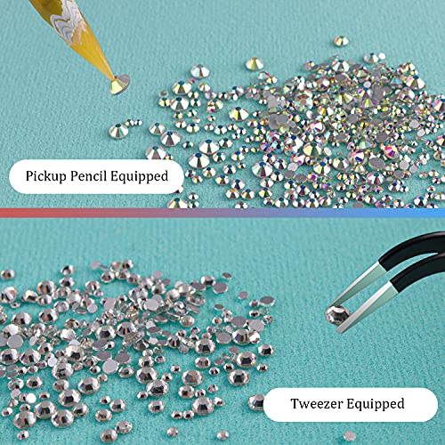BELLEBOOST Glass Nail Rhinestones Kit with Pickup Pen and Tweezer Tools