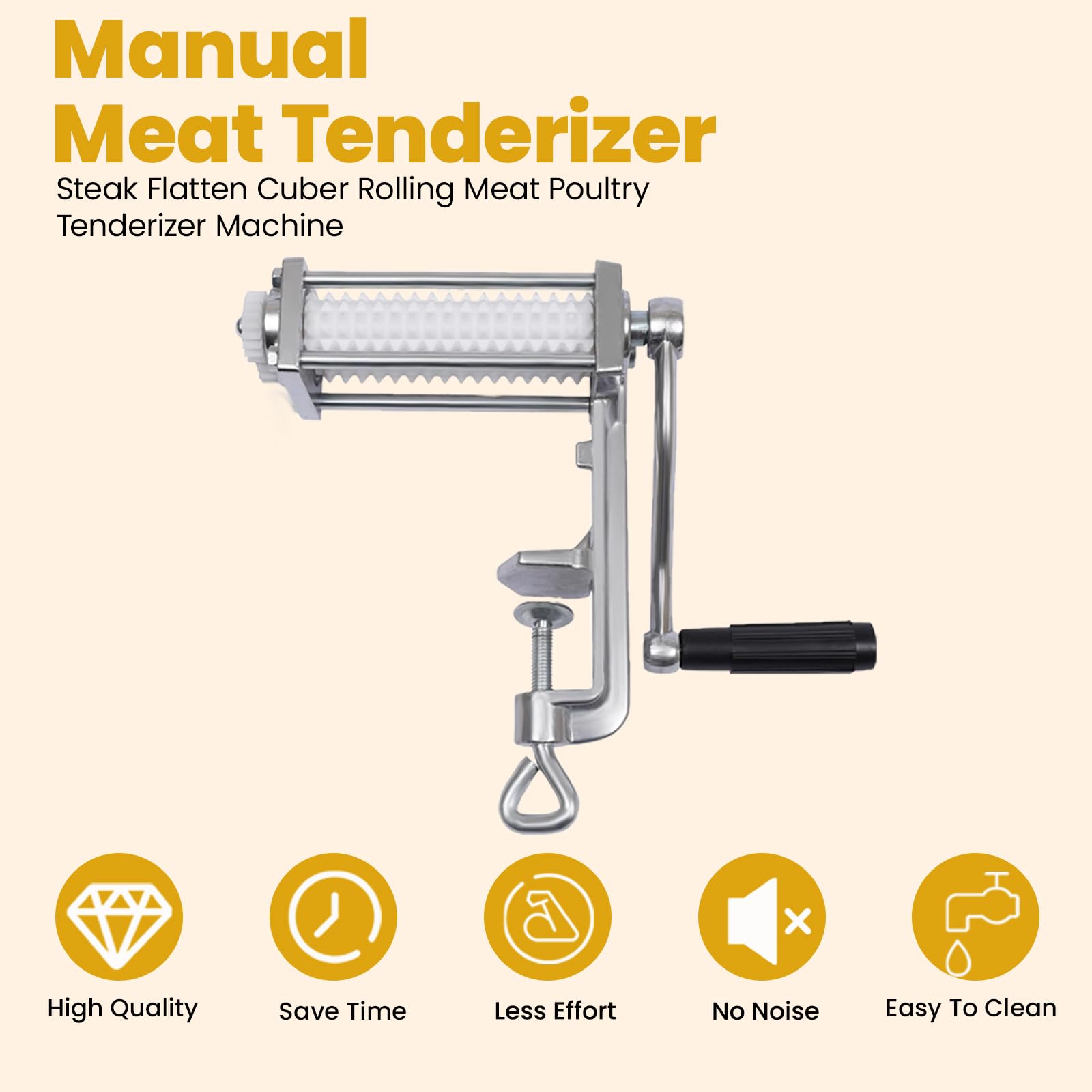 RLOZUI Heavy Duty Manual Meat Tenderizer Cuber Tool Steak Flatten Cuber Rolling Meat Poultry Tenderizer Machine Clamp on Meat Tenderizer Kitchen Tool