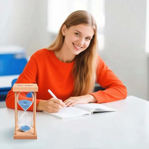 ABXKZ 15 Minute Sand Timer, 15 Min Wood Small Hourglass Timer, Blue Sand Clock, Wooden Hour Glass for Classroom, Sandglass, Reloj De Arena Decorativo, Home, Office, Game, Gift