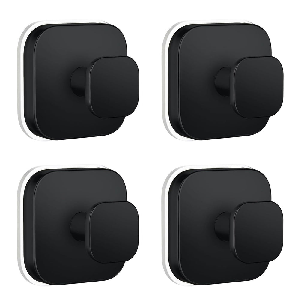 IGDALAR Suction Cup Hooks 4 Pack - Heavy Duty Vacuum Towel Hooks (Max Load 15 lbs) for Shower, Removable Waterproof Wall Hangers for Bathroom Glass, Window & Kitchen (Black)