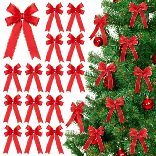 Small Red Satin Christmas Bows - 20 Pack, 3x4.5 Inches Holiday Decorations