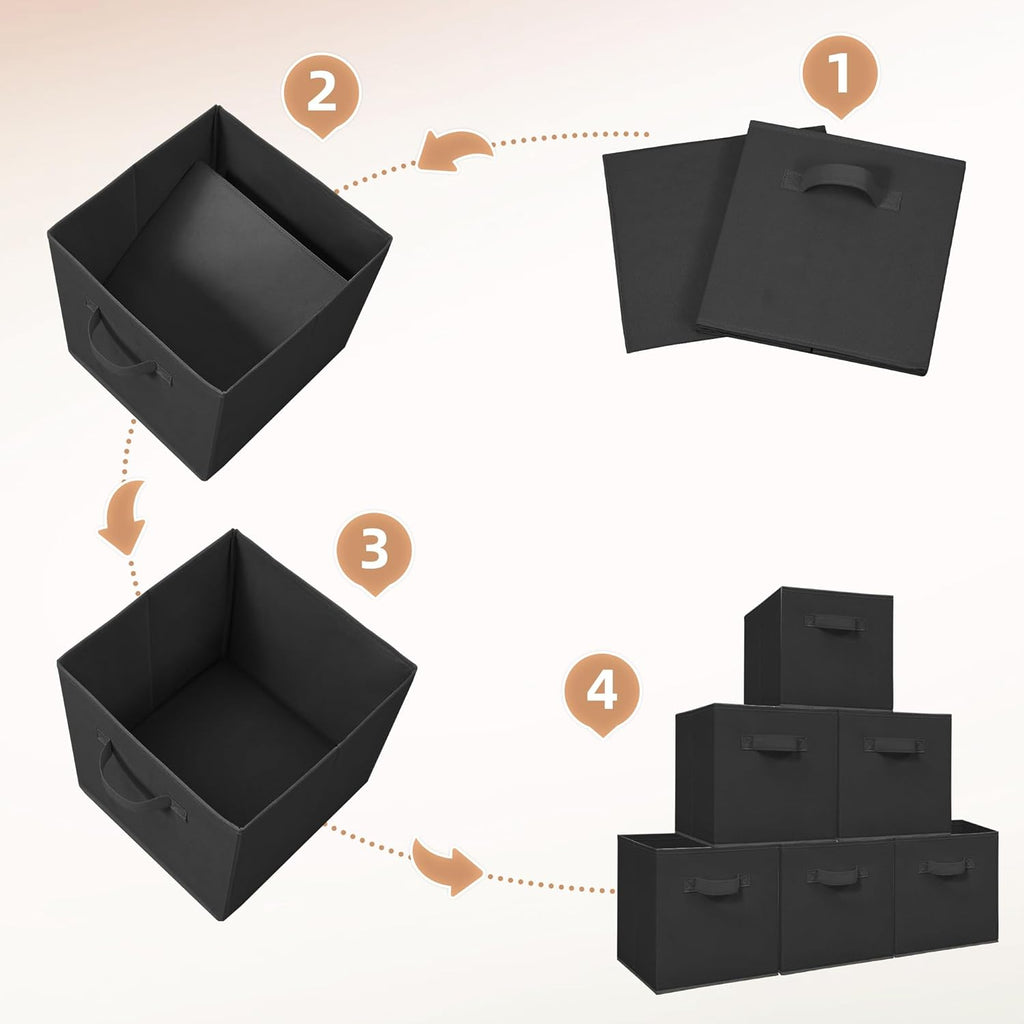 Storage Maniac Storage Cubes - 11-Inch Collapsible Bins with Handles | 10-Pack Durable Black Fabric Organizers