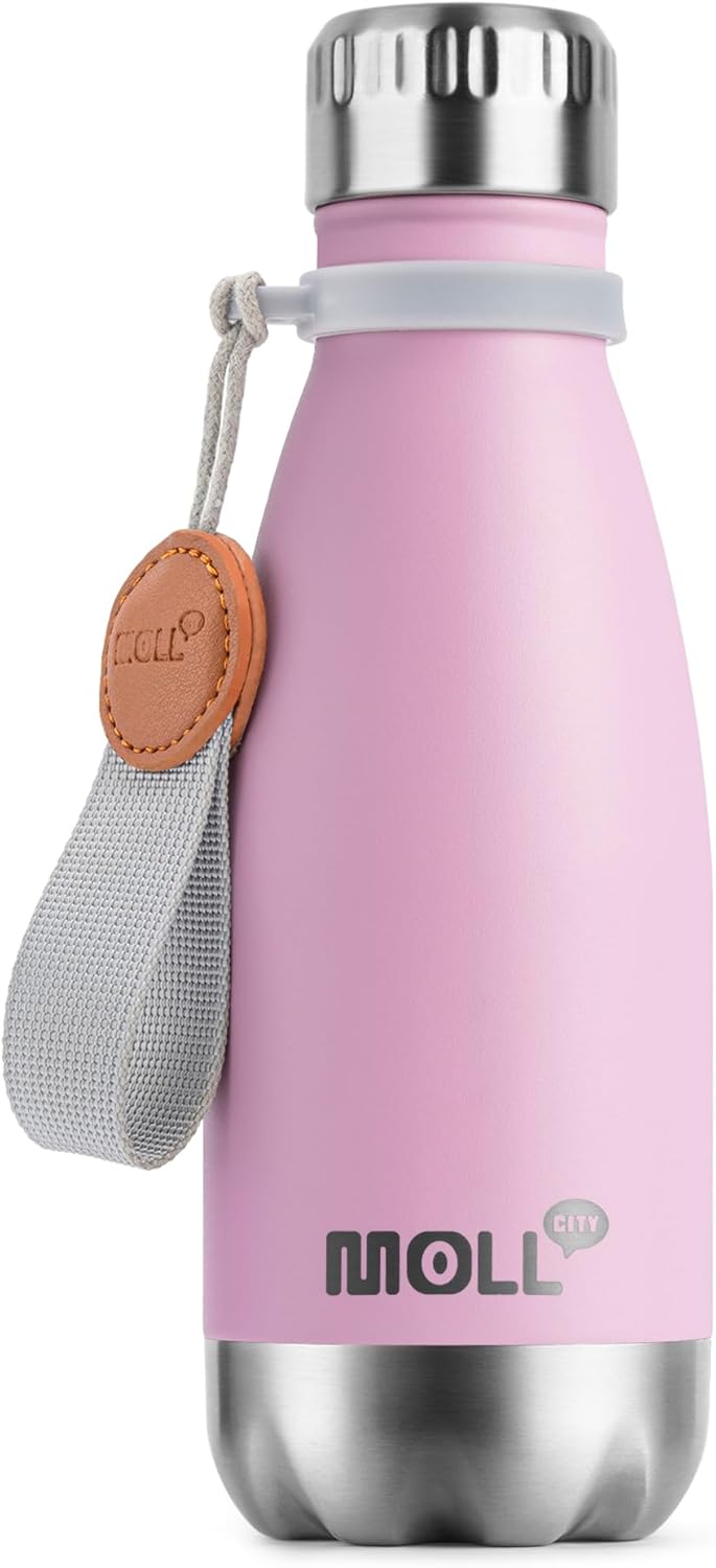 Skiennix Kids Water Bottle - 9 oz Stainless Steel Insulated Mini Bottle | Leak-Proof Cola Shape (Pink/Purple)