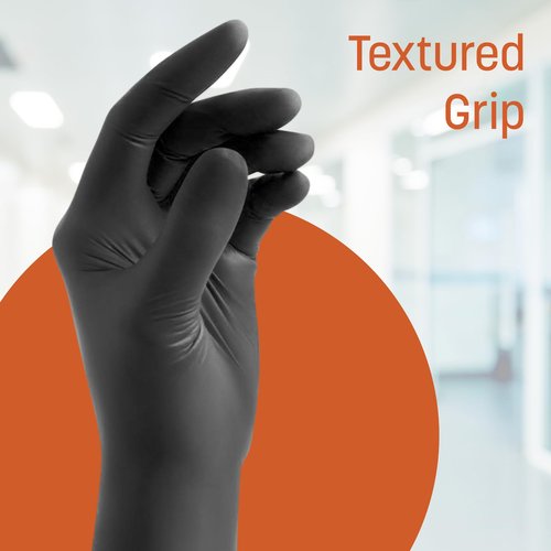 Caring Nitrile Exam Gloves, 50 Count, Powder Free and Not Made with Natural Rubber Latex, Gloves for Medical Use, Cleaning, Food Prep and More, Small, Black