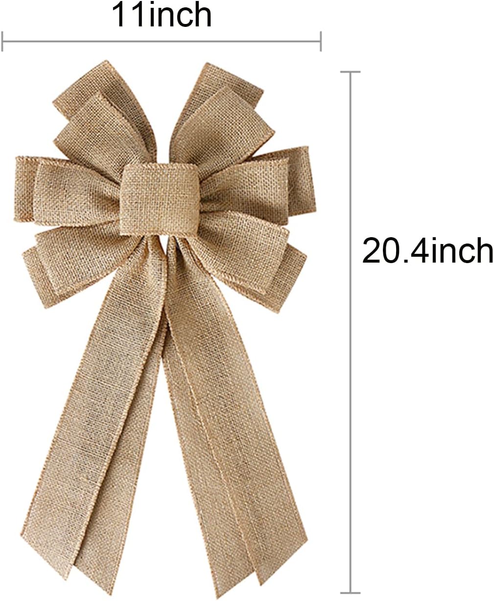 Natural Burlap Wreath Bow - Large Rustic Jute Decorative Bow for Home, Weddings, and Seasonal Decor